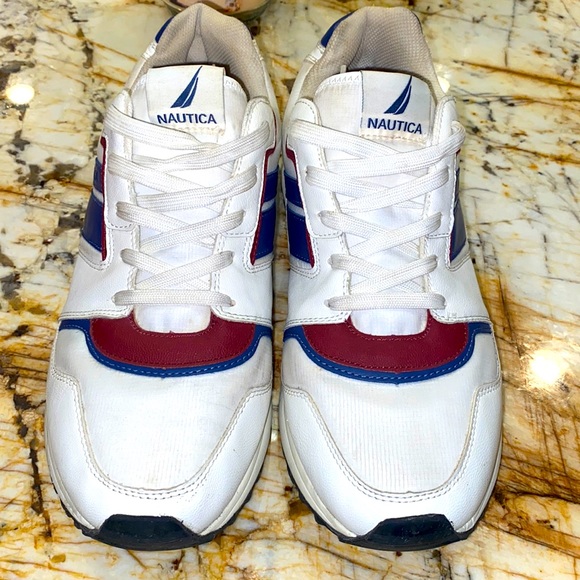 “Nautica” Mens sneakers burgundy Blue and White Sz 13 - Picture 1 of 5